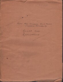 Document - MCCOLL, RANKIN AND STANISTREET COLLECTION: SOUTH NELL GWYNNE GMC - RULES & REGULATIONS, 22/8/1938