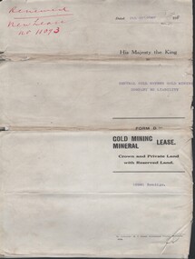 Document - MCCOLL, RANKIN AND STANISTREET COLLECTION: CENTRAL NELL GWYNNE - FORM D GOLD MINING LEASE 10981 BENDIGO, 5 Oct 1936