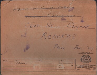 Document - MCCOLL, RANKIN AND STANISTREET COLLECTION: CENTRAL NELL GWYNNE, 1957 - 1962