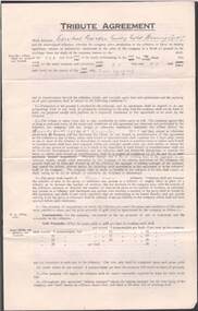 Document - MCCOLL, RANKIN AND STANISTREET  COLLECTION: CENTRAL GARDEN GULLY GOLD MINING CO NL, TRIBUTE AGREEMENT, c1937