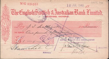 Document - MCCOLL, RANKIN AND STANISTREET COLLECTION:  CENTRAL NAPOLEON GOLD MINING CO. N.L, July 1940