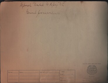 Document - MCCOLL, RANKIN AND STANISTREET COLLECTION: DEBORAH UNITED GOLD MINING CO. NL - CORRESPONDENCE DEBORAH UNITED, 1942 - 1966
