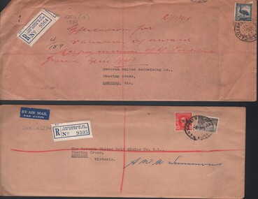 Document - MCCOLL, RANKIN AND STANISTREET COLLECTION: DEBORAH UNITED GOLD MINING CO. NL - CORRESPONDENCE RE AWARD