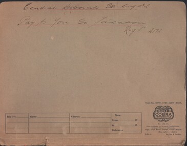 Document - MCCOLL, RANKIN AND STANISTREET COLLECTION: CENTRAL DEBORAH MINE NL - TAXATION FORMS, 1944 - 1954