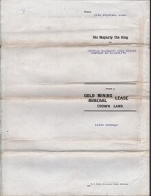 Document - MCCOLL, RANKIN AND STANISTREET COLLECTION COLLECTION: CENTRAL NAPOLEON GOLD MINING CO. N.L, 30th October 1939