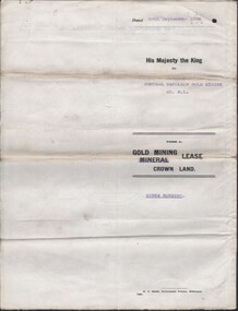 Document - MCCOLL, RANKIN AND STANISTREET COLLECTION COLLECTION: CENTRAL NAPOLEON GOLD MINING CO. N.L, 26th September 1938