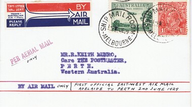Document - BASIL WATSON COLLECTION: LETTERS AND ENVELOPES REPRESENTING FIRST OFFICIAL AIRMAIL FLIGHTS IN AUSTRALIA, 1929-1930