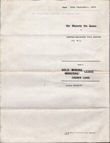 Document - MCCOLL, RANKIN AND STANISTREET COLLECTION: CENTRAL NAPOLEON GOLD MINING CO. N.L, 22nd June 1954