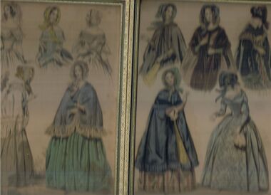 Painting - 2 SMALL PRINTS OF VICTORIAN FASHION, 1950s