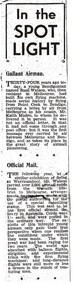 Newspaper - BASIL WATSON COLLECTION: NEWSPAPER CUTTING RE THE LIFE OF BASIL WATSON, 1950