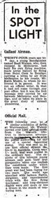 Newspaper - BASIL WATSON COLLECTION: NEWSPAPER CUTTING RE THE LIFE OF BASIL WATSON, 29th November, 1950