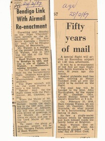 Newspaper - BASIL WATSON COLLECTION:  NEWSPAPER CUTTINGS OF 50TH ANNIVERSARY OF AIRMAIL FLIGHT, 1967