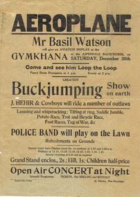 Document - BASIL WATSON COLLECTION: ADVERTISING POSTERS FOR AVIATION DISPLAYS OF B WATSON, 1916- 1917