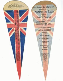 Souvenir - BASIL WATSON COLLECTION: FLIGHT SOUVENIR PENNANT  MELBOURNE TO BENDIGO FLIGHT 1916, 1916