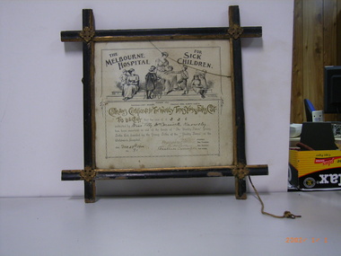 Document - COLLECTORS CERTIFICATE THE MELBOURNE HOSPITAL FOR SICK CHILDREN, 1900