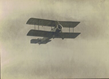 Photograph - BASIL WATSON COLLECTION: PHOTOGRAPH OF A BIPLANE IN FLIGHT, c. 1916