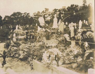 Photograph - PHOTOGRAPH OF FLORAL TRIBUTES AT  GRAVESITE: B WATSON