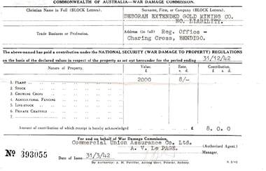 Document - MCCOLL, RANKIN AND STANISTREET  COLLECTION: DEBORAH EXTENDED GOLD MINING CO. NL, 1942