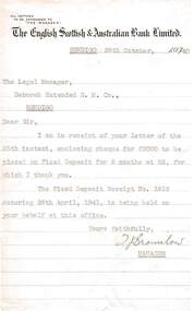 Document - MCCOLL, RANKIN AND STANISTREET  COLLECTION: DEBORAH EXTENDED GM CO NL, THE SCOTTISH AND AUSTRALIAN BANK LIMITED, 1940