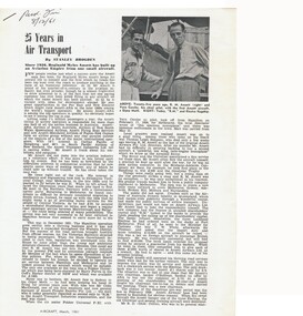 Document - BASIL WATSON COLLECTION: ARTICLE ON 'REG ANSETT'S AVIATION EMPIRE', 1961