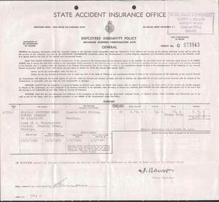 Document - MCCOLL, RANKIN AND STANISTREET  COLLECTION: DEBORAH EXTENDED GOLD MINING CO NL, STATE ACCIDENT INSURANCE VICTORIA, 1946