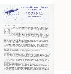 Magazine - BASIL WATSON COLLECTION: AVIATION HISTORICAL SOCIETY OF AUSTRALIA JOURNAL 1966 MAY/JUNE 1966 AY AY/, 1966