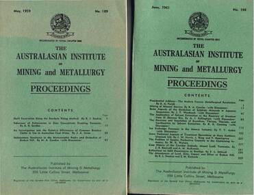 Document - MCCOLL, RANKIN AND STANISTREET COLLECTION: THE AUSTRALASIAN INSTITUTE OF MINING AND METALLURGY, 1959 to 1965