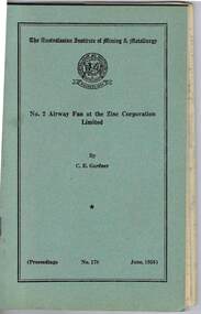 Document - MCCOLL, RANKIN AND STANISTREET COLLECTION: THE AUSTRALASIAN INSTITUTE OF MINING AND METALLURGY, 1956