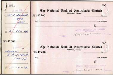 Document - MCCOLL, RANKIN AND STANISTREET COLLECTION: CHEQUE BOOK, SOUTH DEBORAH GOLD MINES NL, 1952