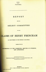 Book - 1890 ROYAL COMMISSION GOLD DISCOVERY BENDIGO, 1890