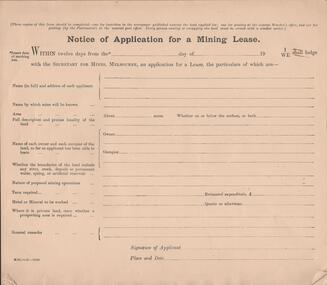 Document - MCCOLL, RANKIN AND STANISTREET  COLLECTION: APPLICATION FOR MINING LEASE/INCLUSION OF LANDS IN MINING LEASE, 1930's
