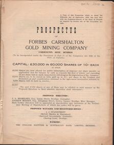 Document - MCCOLL, RANKIN AND STANISTREET  COLLECTION: FORBES, CARSHALTON GOLD MINING COMPANY, 1939