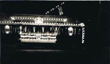 Photograph - DECORATED TRAM - ROYAL VISIT - MARCH 1954, March 1954