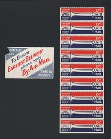 Document - BASIL WATSON COLLECTION: UNUSED 'BY AIR MAIL' ENVELOPE STICKERS, c. 1929