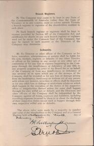Document - MCCOLL, RANKIN AND STANISTREET  COLLECTION: SOUTH DEBORAH GOLD MINES NL: COMPANY RULES AND REGULATIONS, 9/2/1940