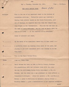 Document - BASIL WATSON COLLECTION: BASIL WATSON STORY - RADIO BROADCAST 3BO, 1961/1970
