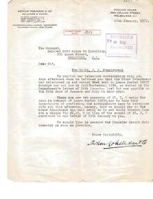 Document - MCCOLL, RANKIN AND STANISTREET COLLECTION: LETTER FROM ARTHUR ROBINSON AND CO, 19th ,26th. January 1937