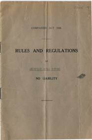 Document - MCCOLL, RANKIN AND STANISTREET COLLECTION: DEBORAH GOLD MINES NL - RULES AND REGULATIONS