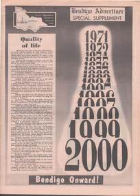Newspaper - SPECIAL SUPPLEMENT TO BENDIGO ADVERTISER: 'BENDIGO ONWARD', 1971