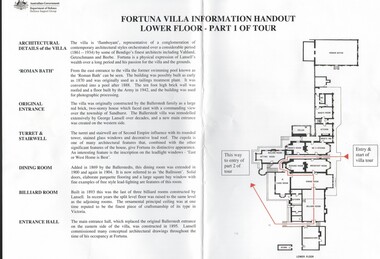 Document - LANSELL COLLECTION: FORTUNA VILLA INFORMATION HANDOUT