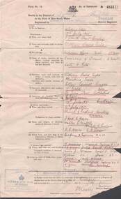 Document - DEATH CERTIFICATE: WILLIAM DAVID FIELD ( DESCENDANT OF GEORGE LANSELL ), 1951