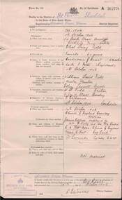 Document - DEATH CERTIFICATE: ETHEL DAISY FIELD, 1946