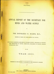 Book - ANNUAL REPORT OF THE SECRETARY FOR MINES AND WATER SUPPLY 1903, 1904