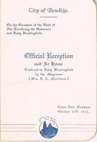 Document - BUSH COLLECTION: PROGRAMME, OFFICIAL RECEPTION - BENDIGO, 1935