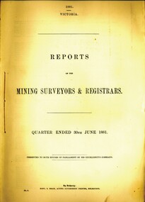 Book - REPORT OF THE MINING SURVEYORS AND REGISTRARS, 30TH. JUNE 1881, 1881