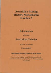 Book - AUSTRALIAN MINING HISTORY MONOGRAPHS NUMBER 9, 2002