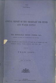 Book - ANNUAL REPORT OF THE SECRETARY FOR MINES AND WATER SUPPLY, c1896