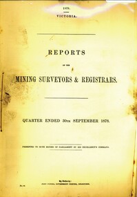 Book - REPORT OF THE MINING SURVEYORS AND REGISTRARS SEPT. 1878, 1878