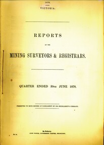 Book - REPORT OF THE MINING SURVEYORS AND REGISTRAR - JUNE 1878, 1878