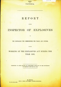 Book - REPORT OF THE INSPECTOR OF EXPLOSIVES   1892, 1893